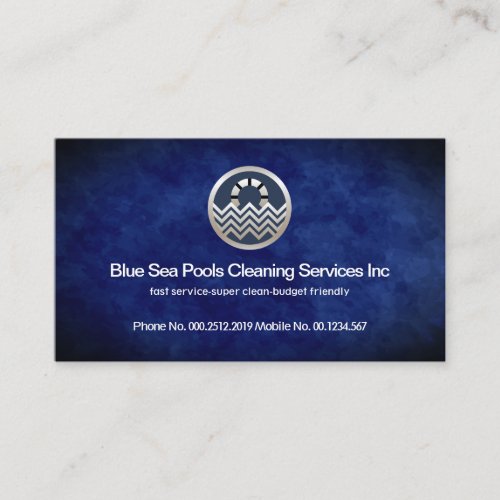 Cloudy Blue Water Grunge Pool Maintenance Business Card