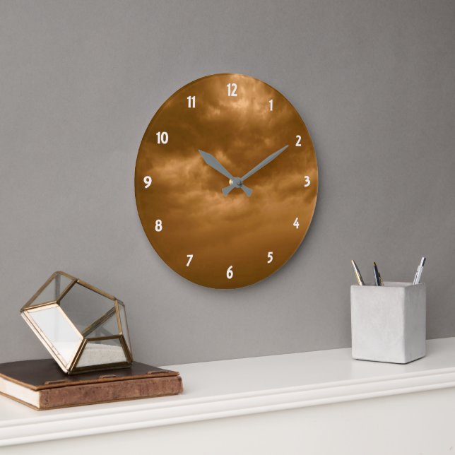 Cloudy Brown Sky Large Clock (Office)