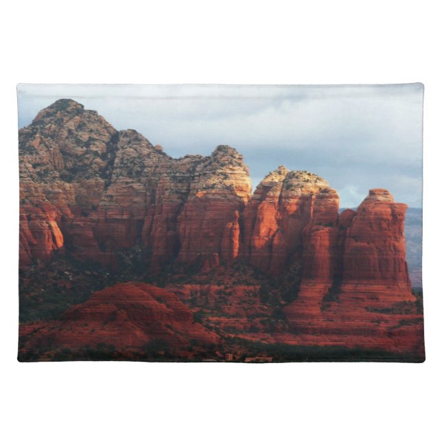 Cloudy Coffee Pot Rock in Sedona Arizona Cloth Placemat (Front)