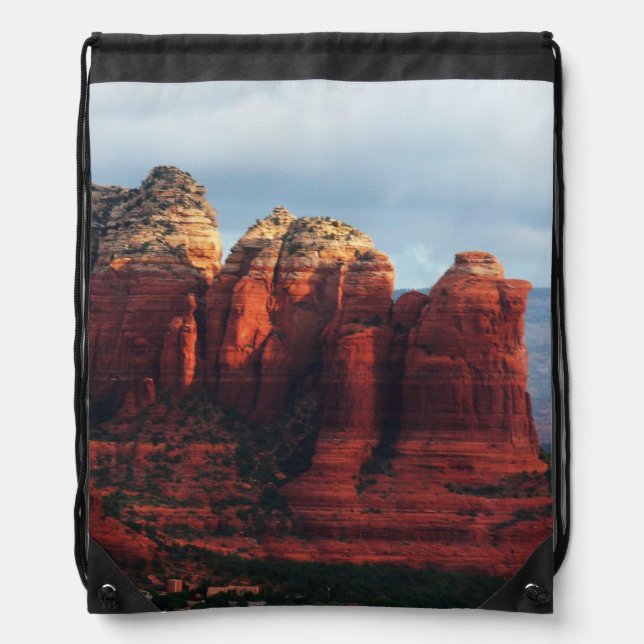 Cloudy Coffee Pot Rock in Sedona Arizona Drawstring Bag (Front)