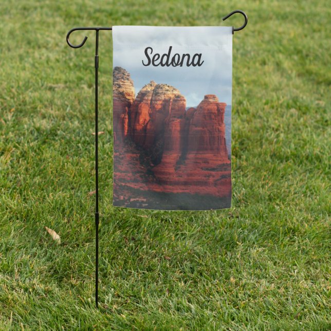 Cloudy Coffee Pot Rock in Sedona Arizona Garden Flag (In SItu)