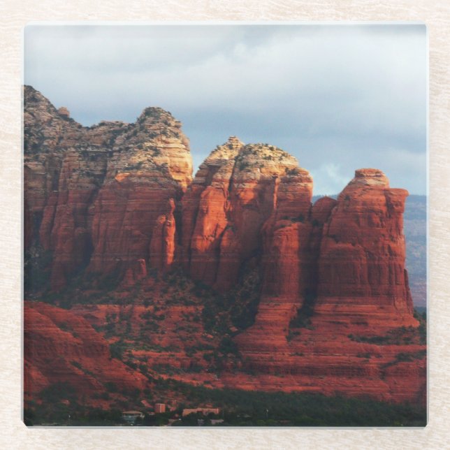 Cloudy Coffee Pot Rock in Sedona Arizona Glass Coaster (Front)