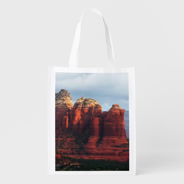 Cloudy Coffee Pot Rock in Sedona Arizona Grocery Bag (Front)