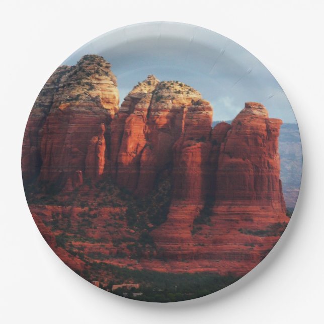 Cloudy Coffee Pot Rock in Sedona Arizona Paper Plates (Front)