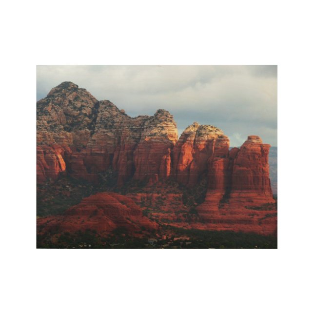 Cloudy Coffee Pot Rock in Sedona Arizona Wood Poster (Front)