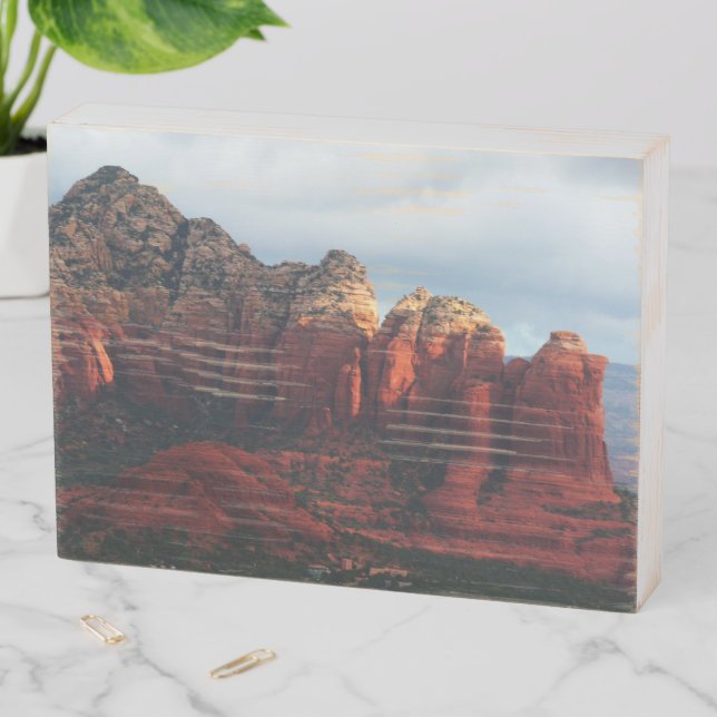 Cloudy Coffee Pot Rock in Sedona Arizona Wooden Box Sign (In Situ Horizontal)