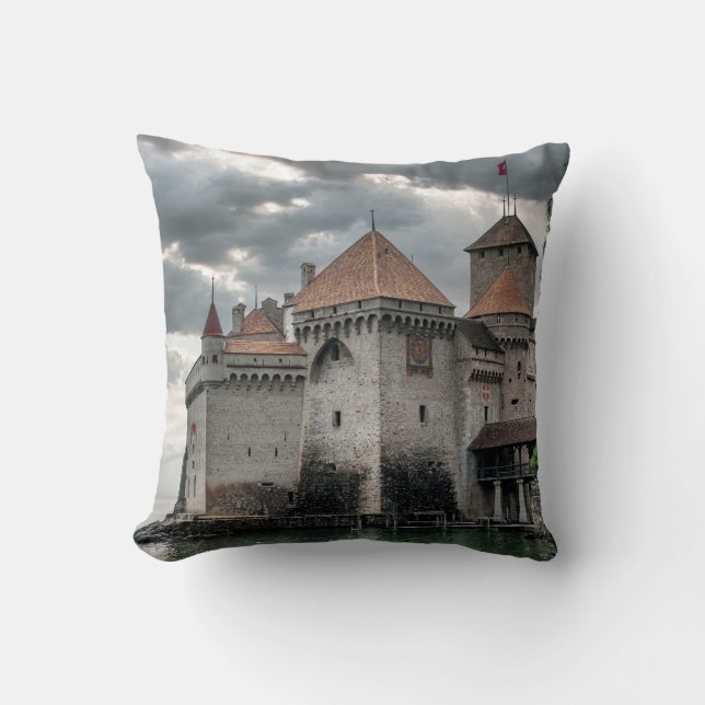 Cloudy Cstle Throw Pillow (Front)