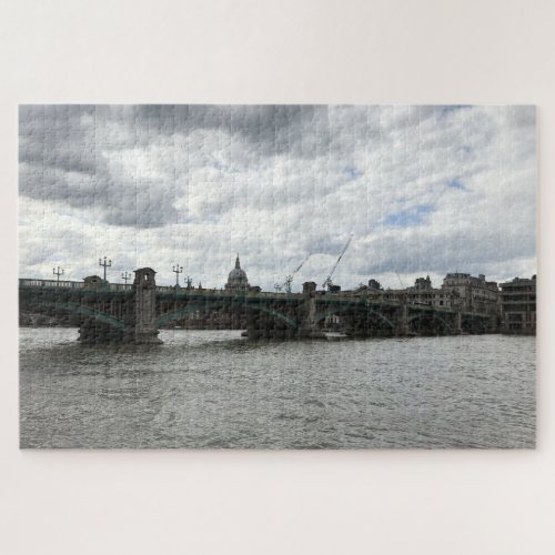 Cloudy Day Southwark Bridge Thames River London UK Jigsaw Puzzle