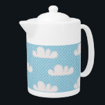 Cloudy Dotty Sky Light Blue Teapot<br><div class="desc">Blue polka dots on light blue home decor and furnishings decorated with bubbly clouds.</div>