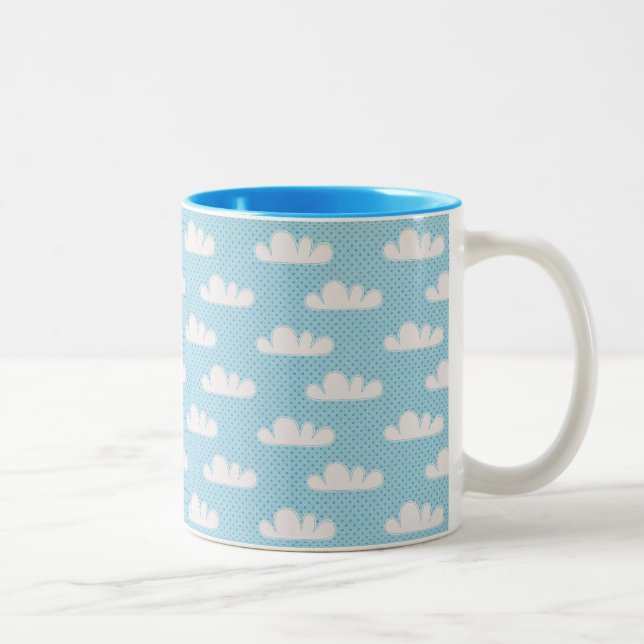 Cloudy Dotty Sky Two-Tone Coffee Mug (Right)