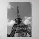 Cloudy Eiffel In Black and White, 2015 Poster