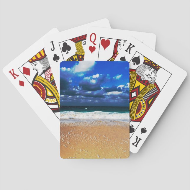 Cloudy Exotic Beach Poker Cards (Back)