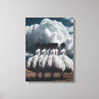 Cloudy Fashion Glitch Portrait Canvas Print