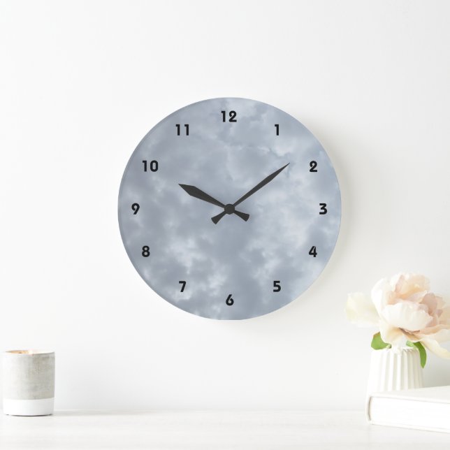 Cloudy Gray Sky Large Clock (Home)