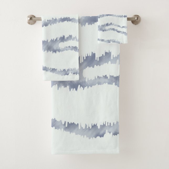 Cloudy Gray Zebra Eraser Scratch Art Bath Towel Set (Insitu)