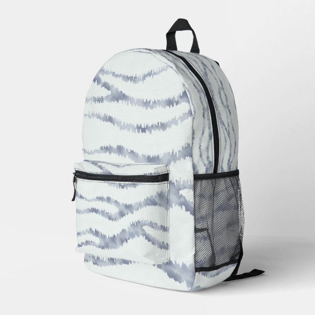 Cloudy Gray Zebra Eraser Scratch Art Printed Backpack (Back Corner Right)