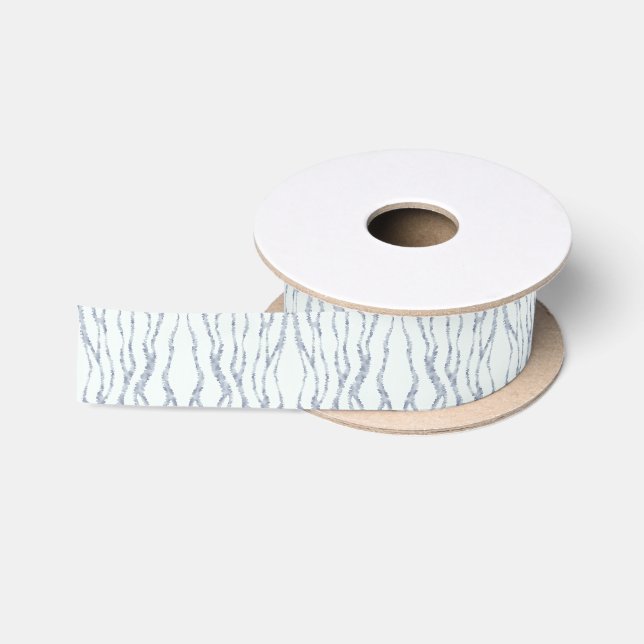 Cloudy Gray Zebra Eraser Scratch Art Satin Ribbon (Spool)