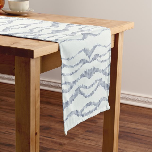 Cloudy Gray Zebra Eraser Scratch Art Short Table Runner (In Situ)