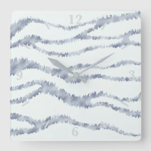 Cloudy Gray Zebra Eraser Scratch Art  Square Wall Clock