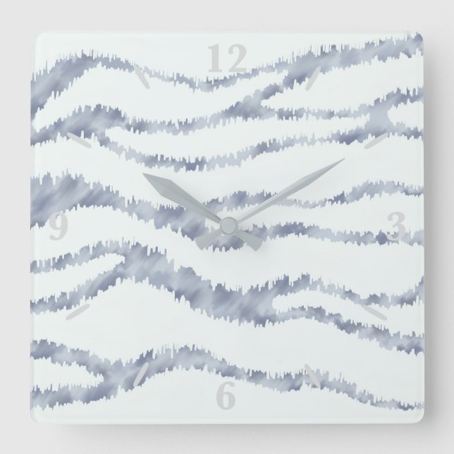 Cloudy Gray Zebra Eraser Scratch Art  Square Wall Clock (Front)
