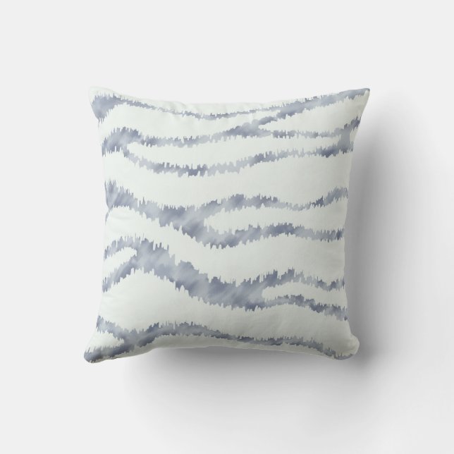 Cloudy Gray Zebra Eraser Scratch Art Throw Pillow (Back)
