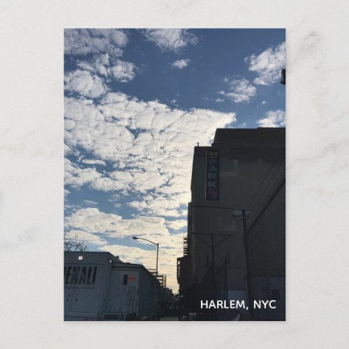 Cloudy Harlem Sky New York City Photography NYC Postcard