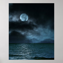 Cloudy Moon Shore at Night