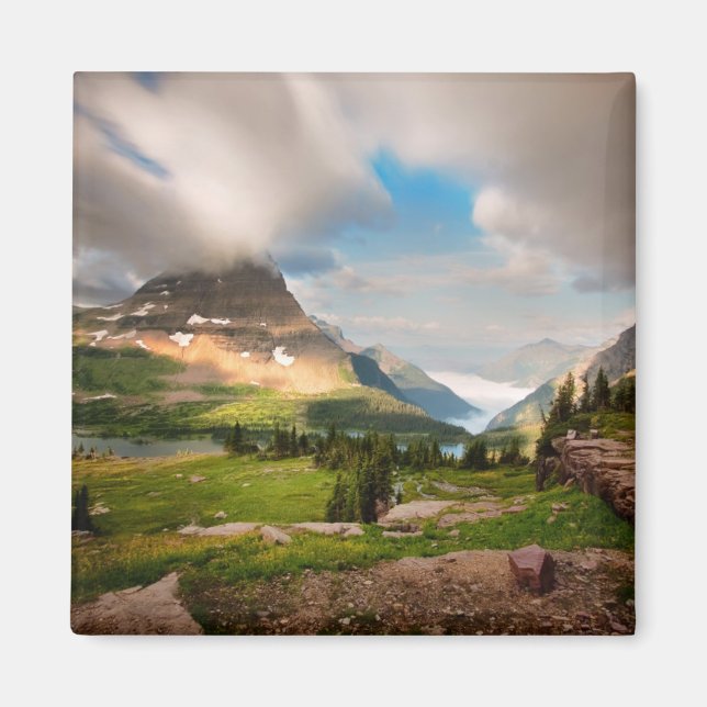 Cloudy Mountains | Alpine Lake Magnet (Front)