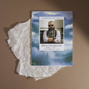 Cloudy Nature Watercolor Funeral Program