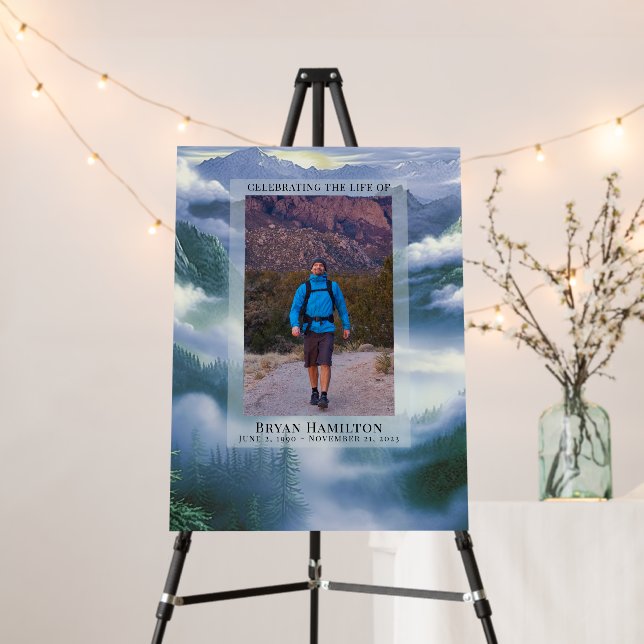 Cloudy Nature Watercolor Funeral Sign (In Situ (Stand))