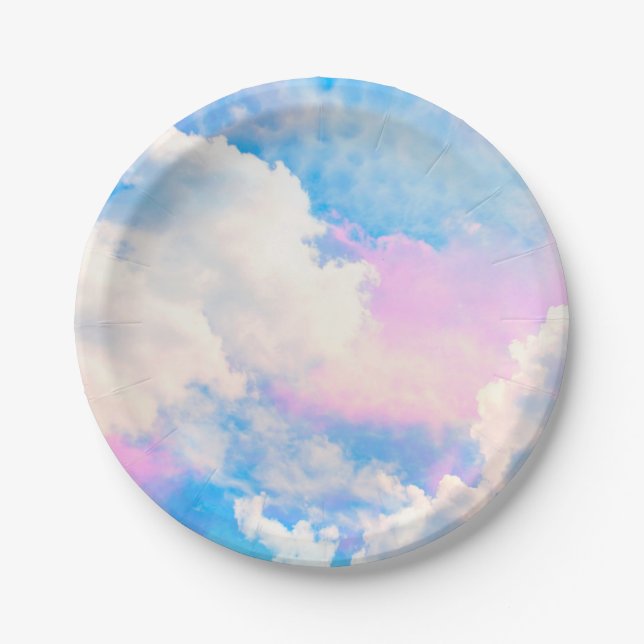 Cloudy Pastel Sky 1 Paper Plates (Front)