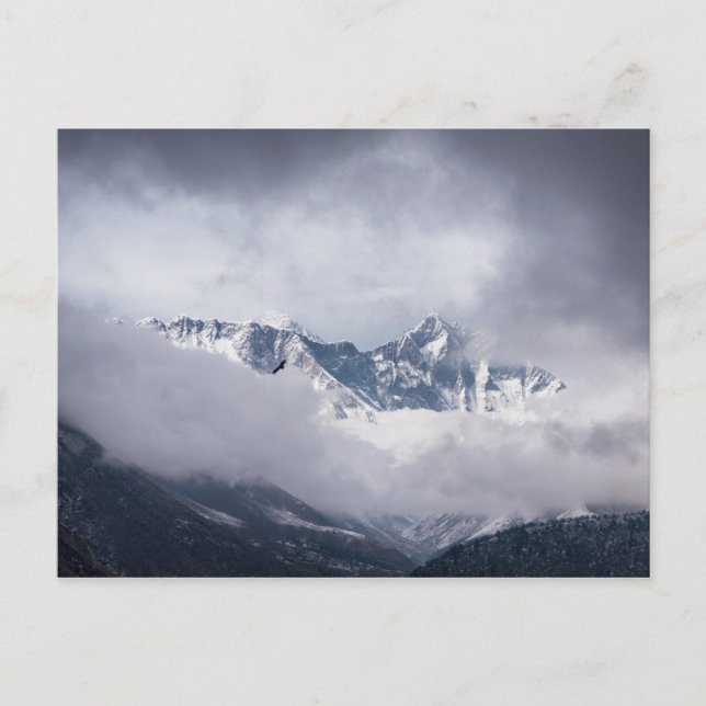 Cloudy Peak of Mt Everest & Eagle Flying Postcard (Front)