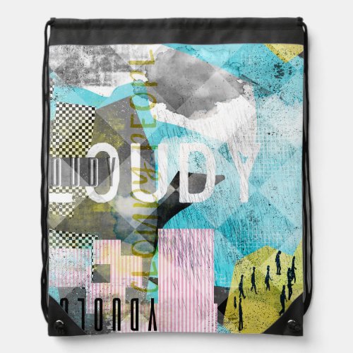 Cloudy people modern collage art  tote bag