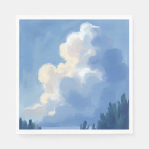 Cloudy Skies Blue Forest Watercolor Painting Napkins