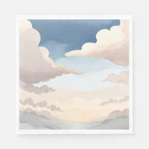 Cloudy Skies Watercolor Sky Blue Clouds Napkins
