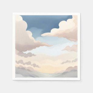 Cloudy Skies Watercolor Sky Blue Clouds Napkins