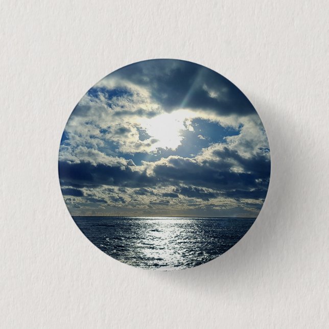 Cloudy Sky at Brighton Seafront Button (Front)