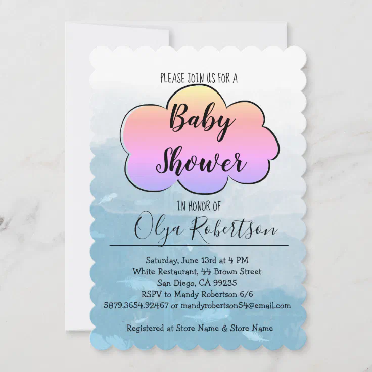 Cloudy sky Baby Shower invitation | Zazzle