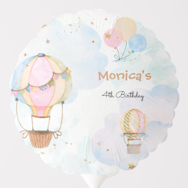 Cloudy sky hot air balloons kids birthday (Front)
