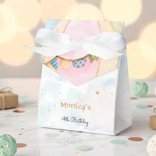 Cloudy sky hot air balloons kids birthday favor boxes