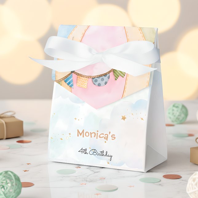 Cloudy sky hot air balloons kids birthday favor boxes (Creator Uploaded)