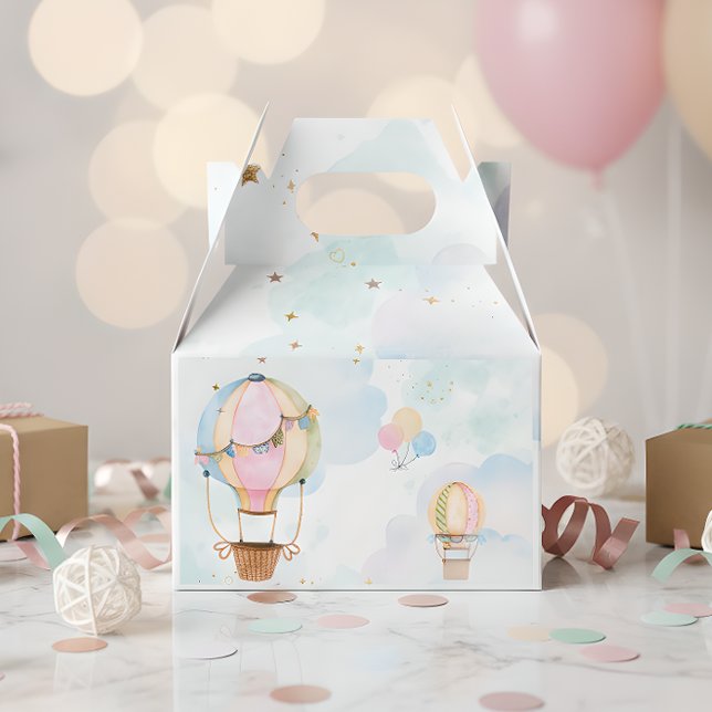 Cloudy sky hot air balloons kids birthday favor boxes (Creator Uploaded)