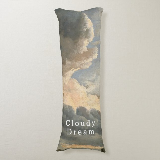 Cloudy Sky, White Script, Deep Sleep  Body Pillow (Front Vertical)