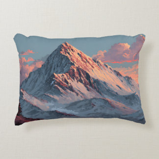 Cloudy snowy mountain accent pillow