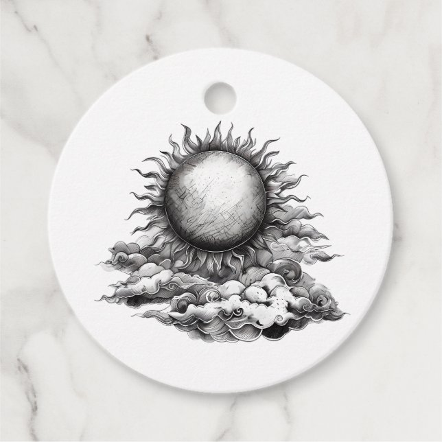Cloudy Sun Favor Tags (Front)