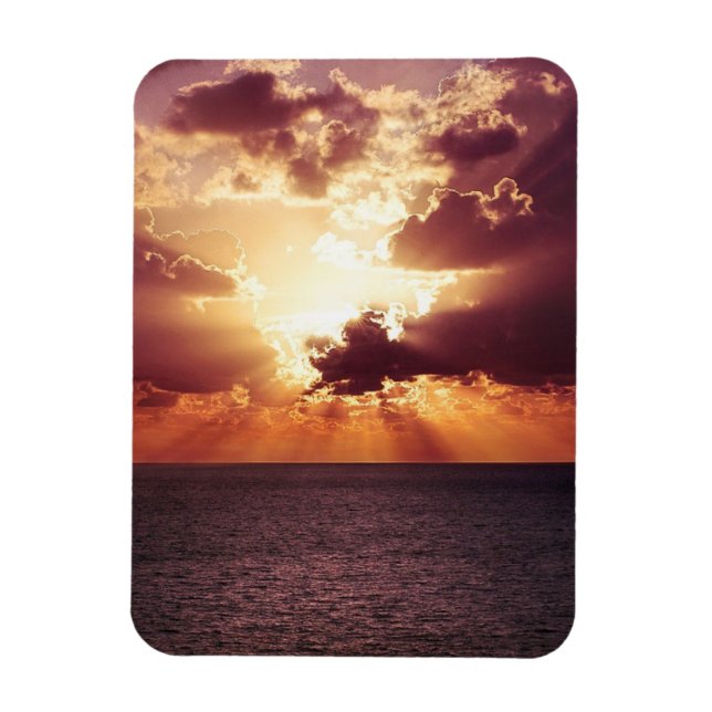 Cloudy Sunset Over Sea Horizon Magnet (Vertical)