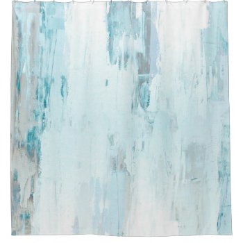 'cloudy' Teal And Beige Abstract Art Shower Curtain by T30Gallery at Zazzle