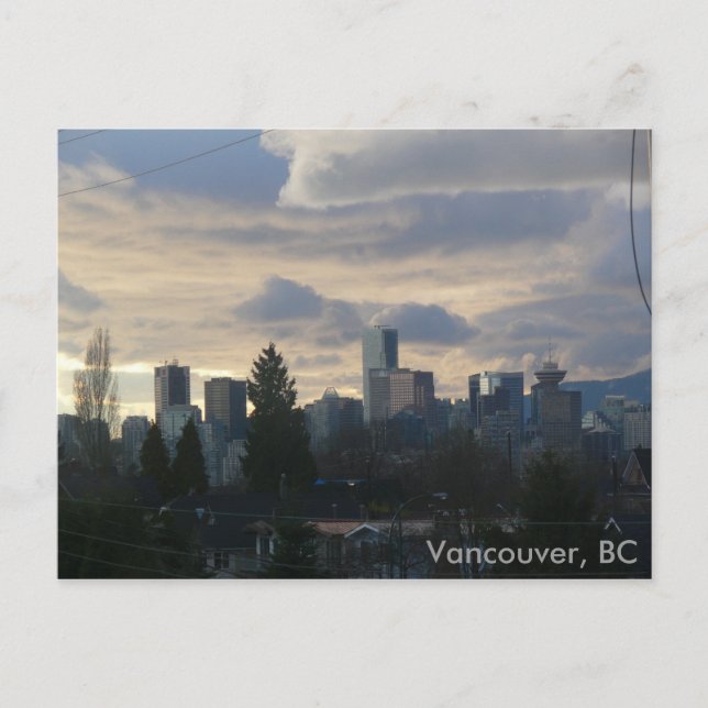 Cloudy Vancouver, BC Postcard (Front)