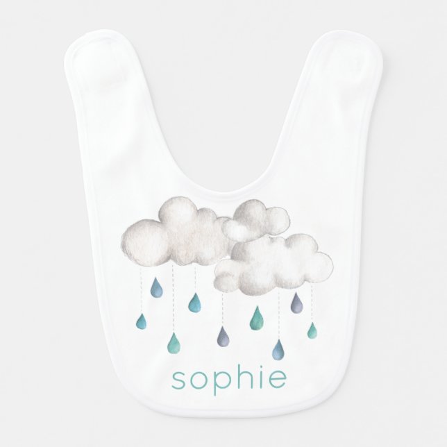 Cloudy with a chance of a Baby Shower Bib (Front)