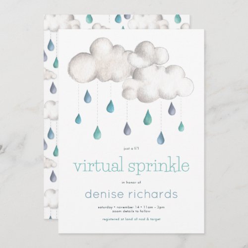 Cloudy with a chance of a Virtual Sprinkle Baby Invitation